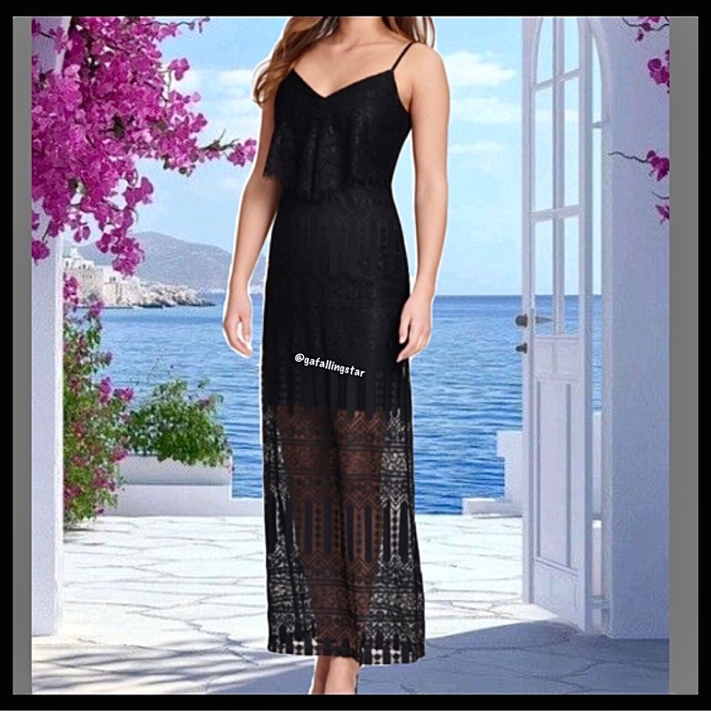 Guess Geo Lace Popover Maxi Dress